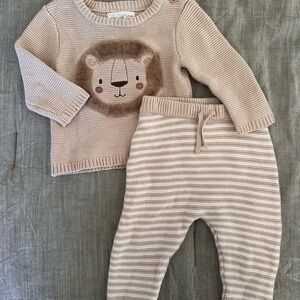 Adorable Lion Sweater and Striped Pants Set | Rene Rofe